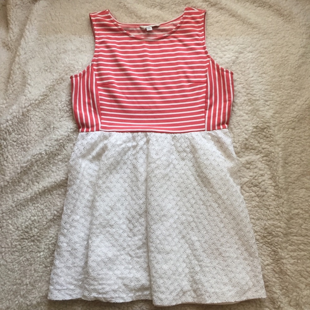 LC Lauren Conrad Stripe Lace Fit and Flare Dress
